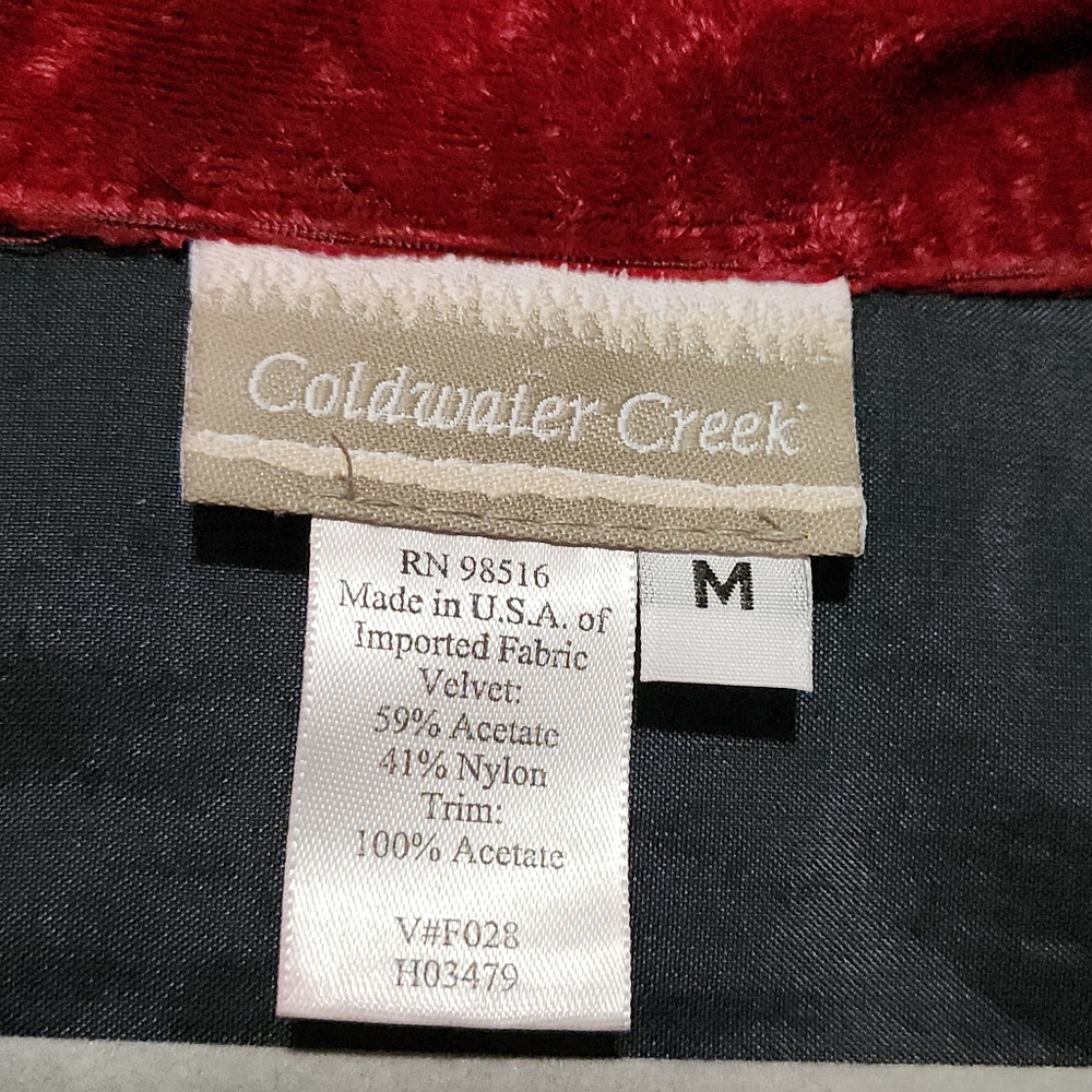 VINTAGE Coldwater Creek Jacket Women's Medium Black Velvet Patchwork Boho Gothic - Picture 4 of 7